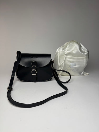 Vintage Courreges Crossbody Leather Bag Black