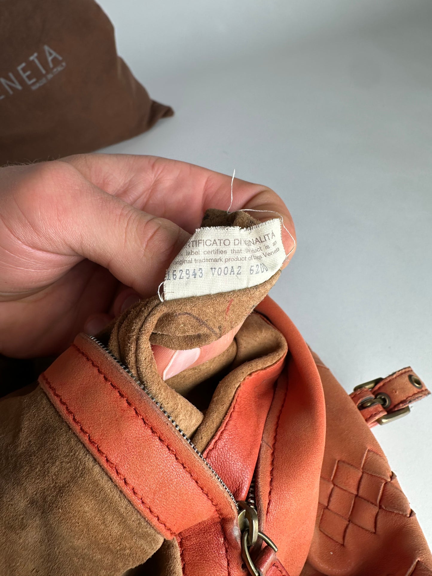Vintage Bottega Veneta Intrecciato Leather Tote Bag Orange