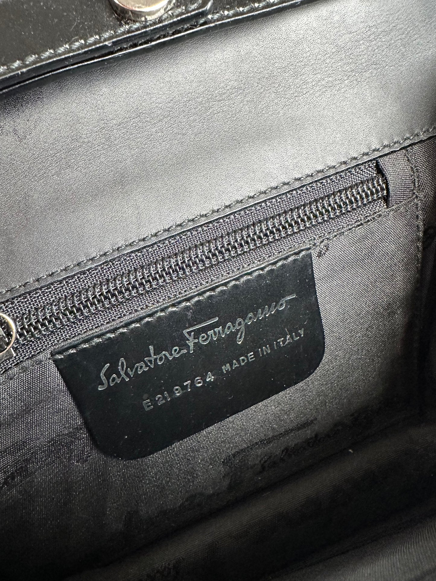Vintage Salvatore Ferragamo Patent Crossbody Bag Black