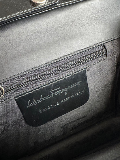 Vintage Salvatore Ferragamo Patent Crossbody Bag Black