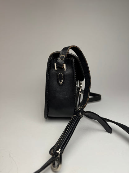 Vintage Courreges Crossbody Leather Bag Black