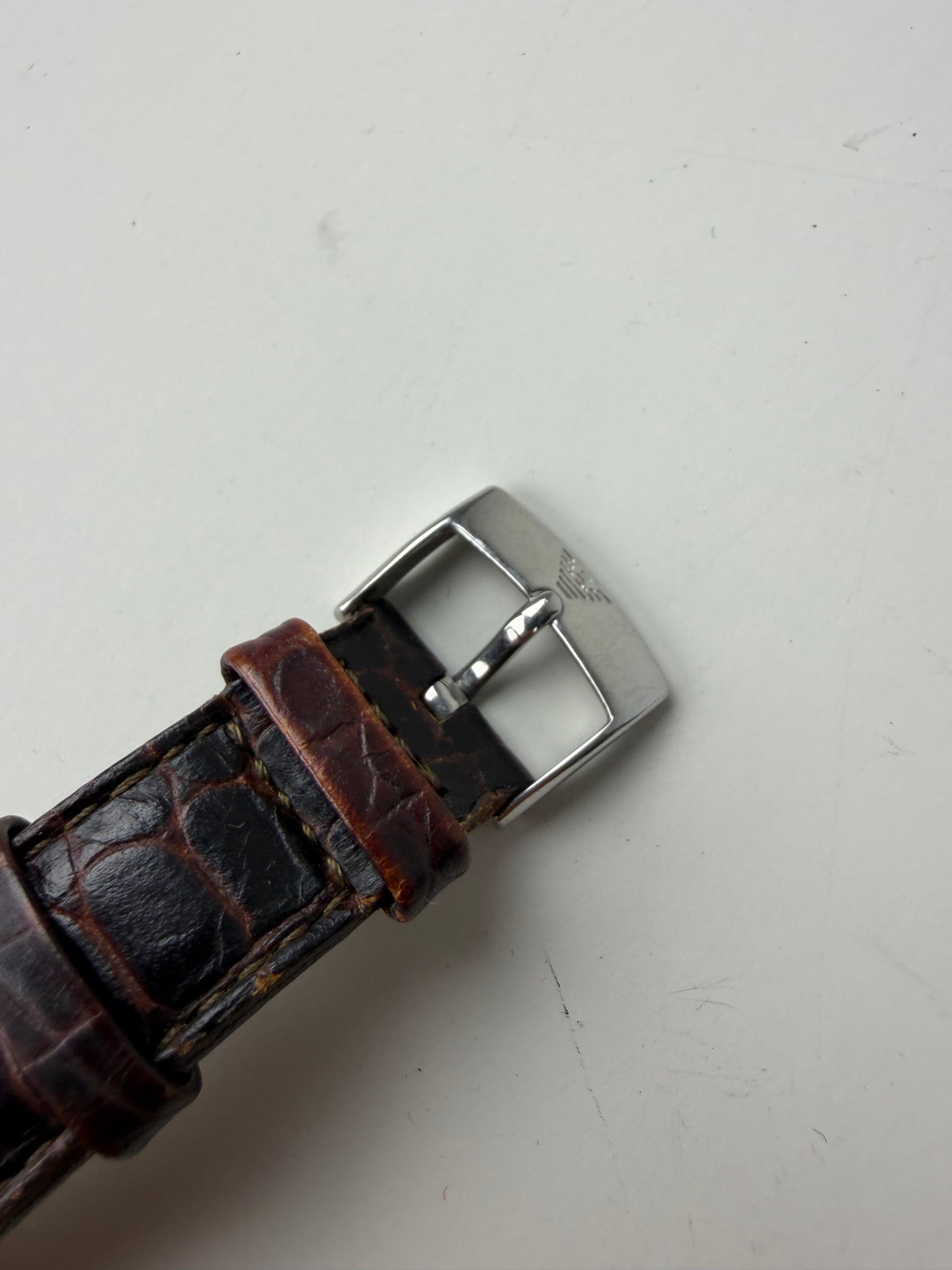 Vintage Emporio Armani Leather Strap Wristwatch Brown Beige