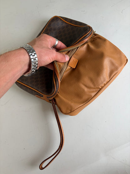 Vintage Celine Monogram Canvas Clutch Bag Brown Orange