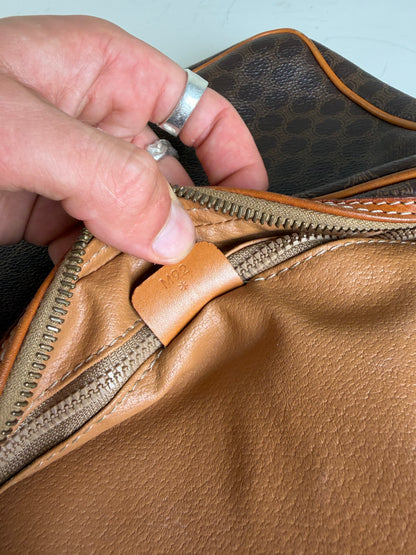Vintage Celine Monogram Canvas Clutch Bag Brown Orange