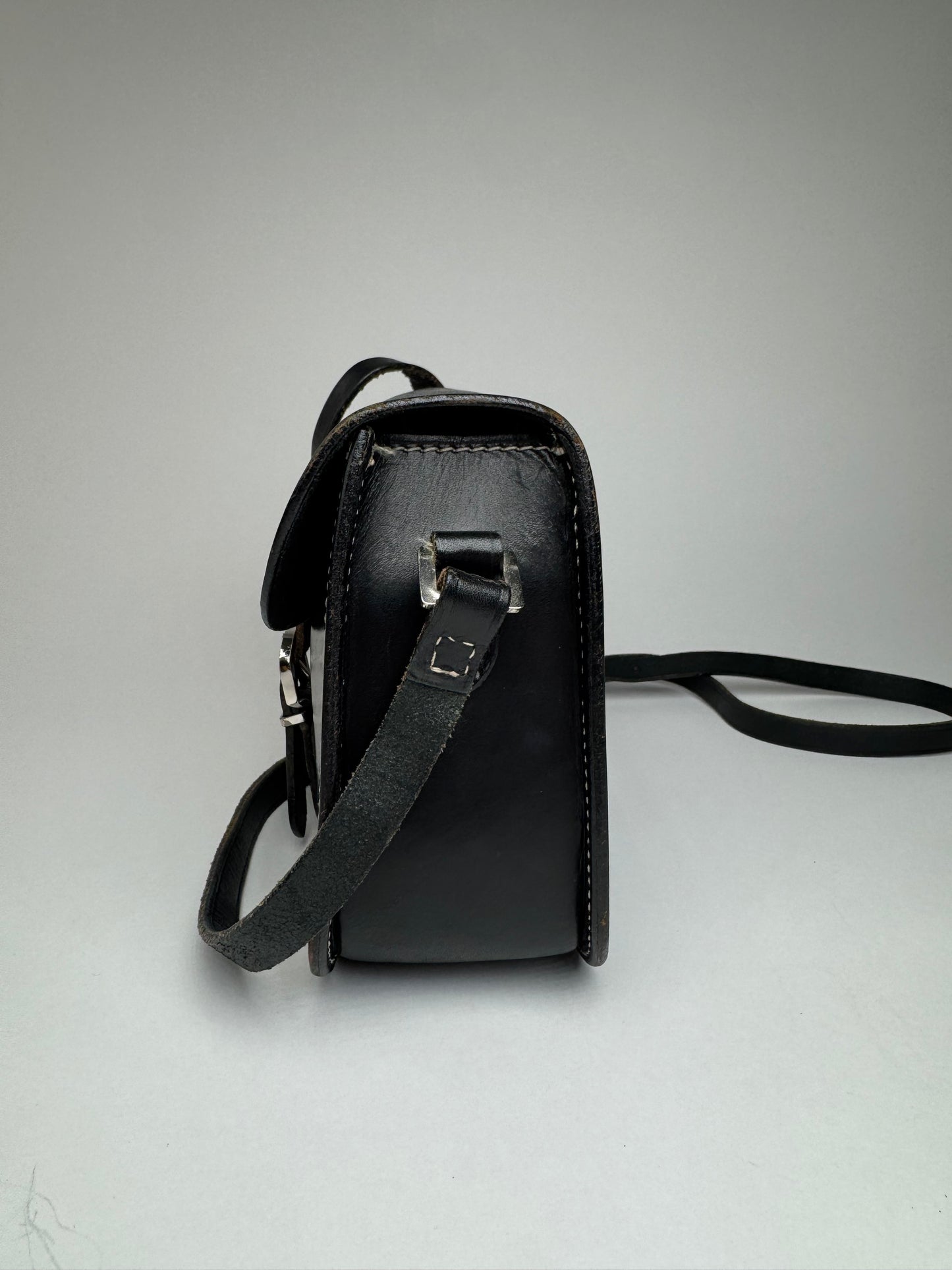 Vintage Courreges Crossbody Leather Bag Black