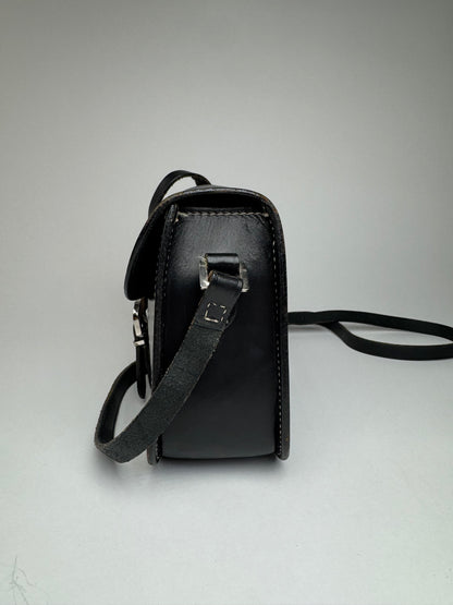 Vintage Courreges Crossbody Leather Bag Black