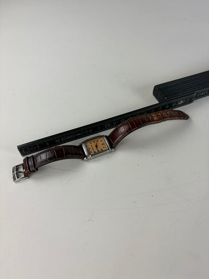 Vintage Emporio Armani Leather Strap Wristwatch Brown Beige