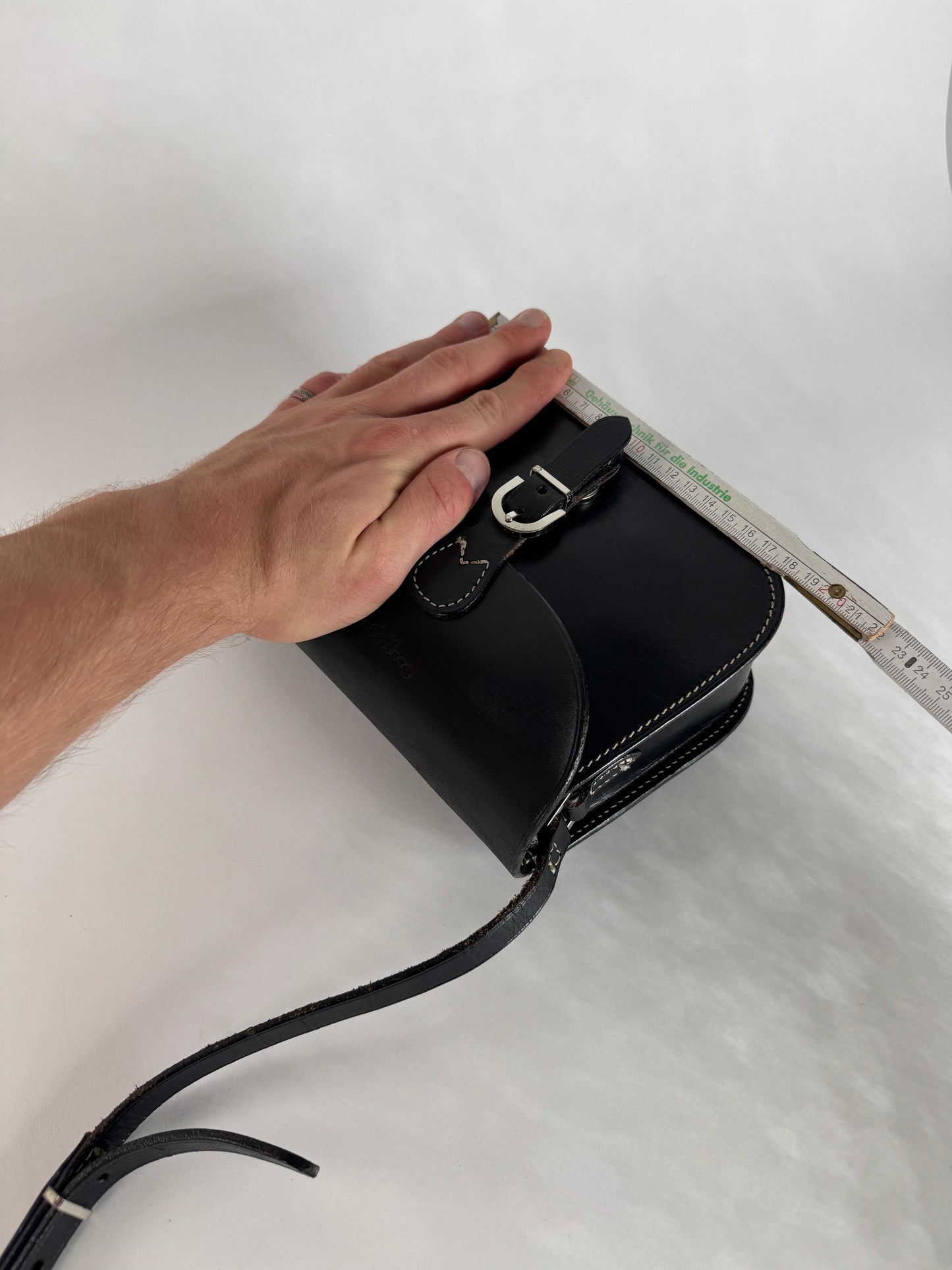 Vintage Courreges Crossbody Leather Bag Black