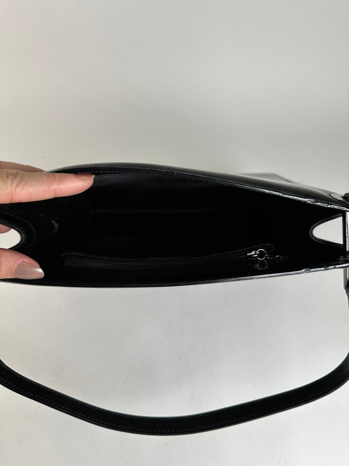 Vintage Gucci Patent Leather Tote Black Silver