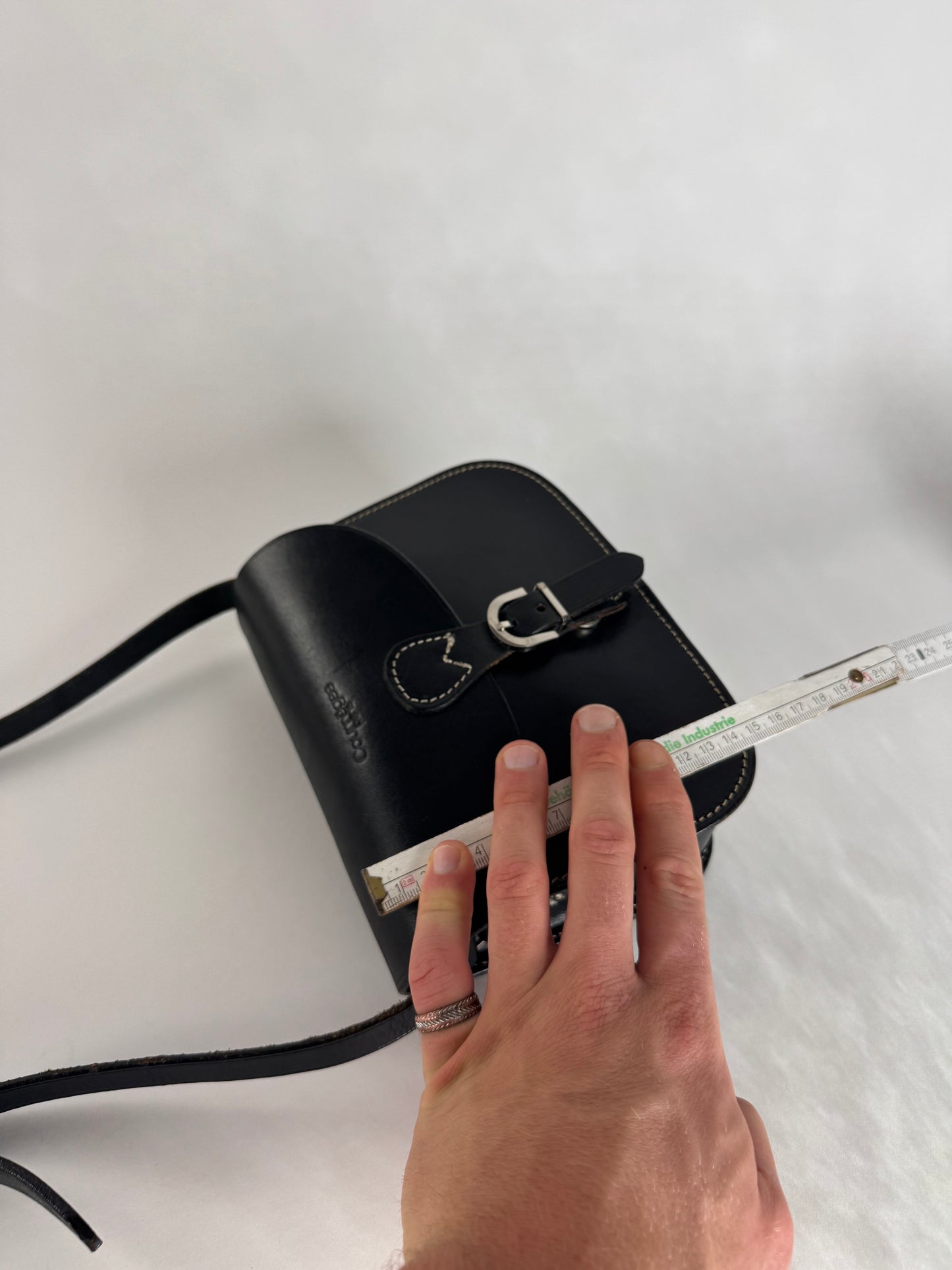 Vintage Courreges Crossbody Leather Bag Black