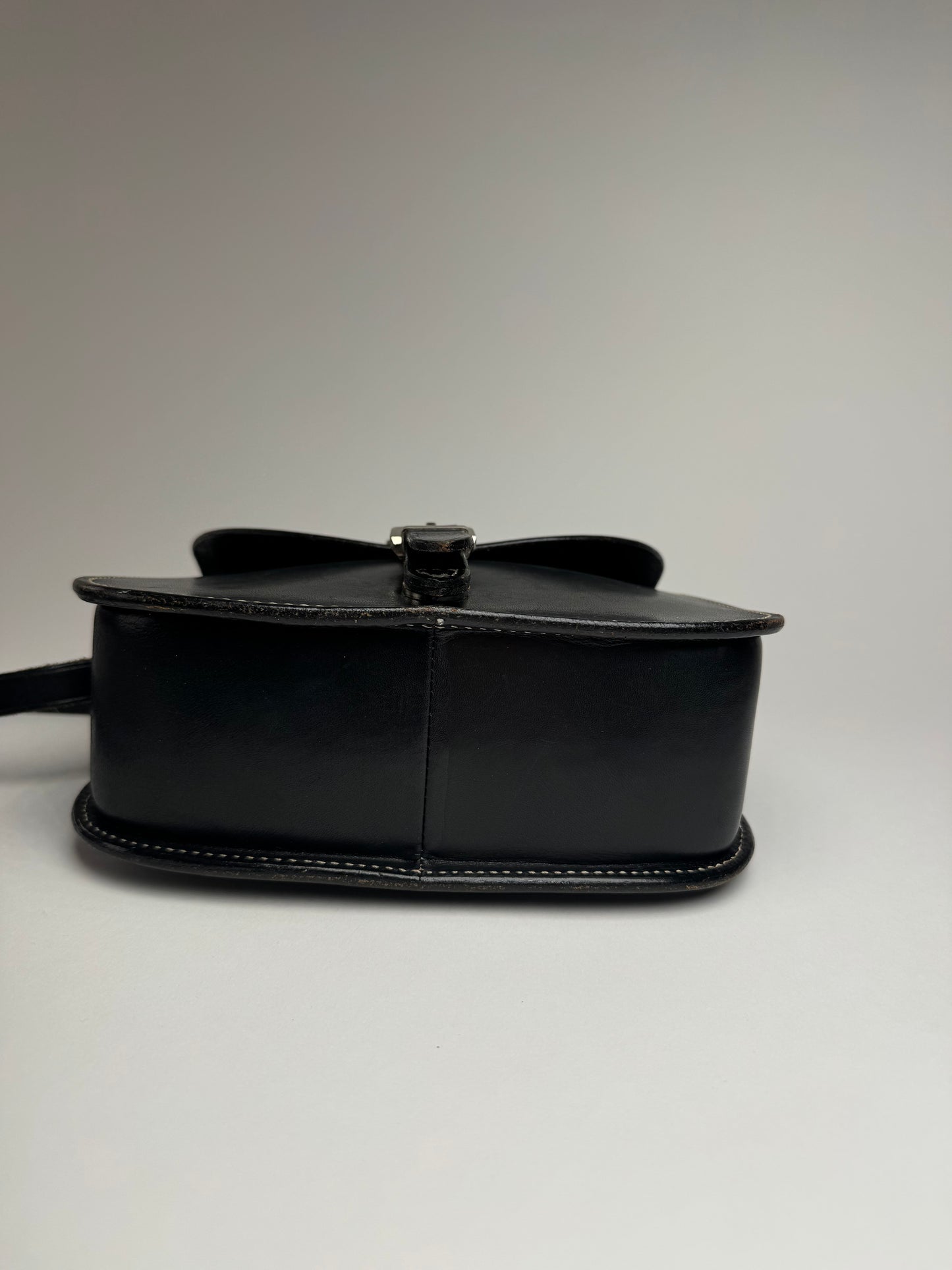 Vintage Courreges Crossbody Leather Bag Black