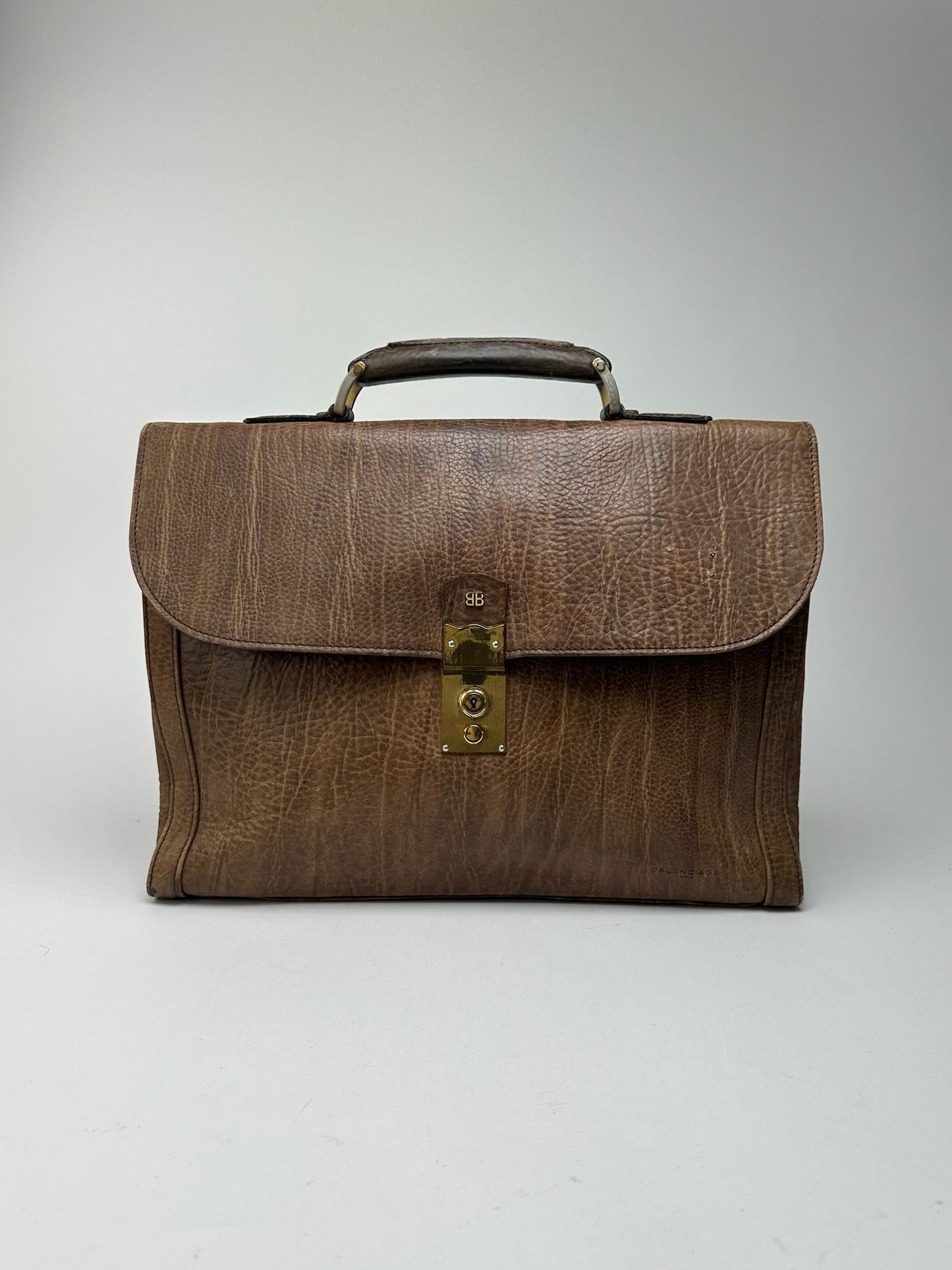 Porte-documents vintage en cuir Balenciaga marron