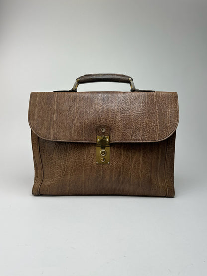 Porte-documents vintage en cuir Balenciaga marron