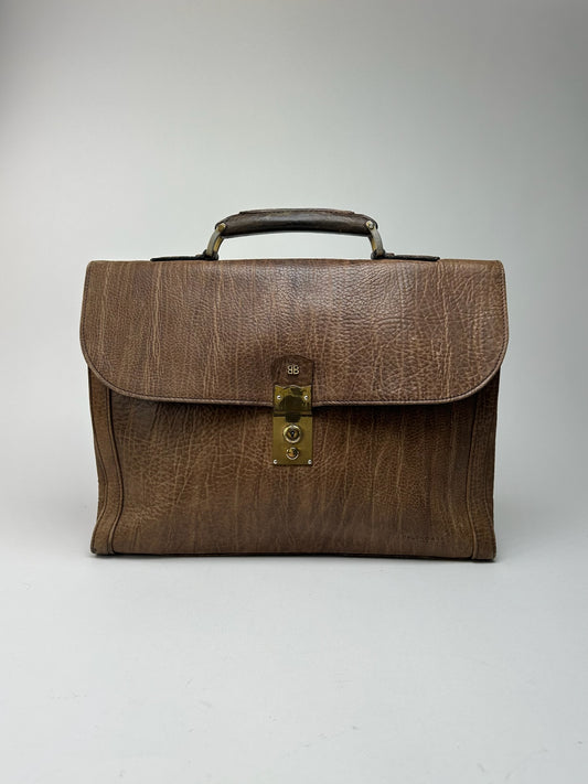 Porte-documents vintage en cuir Balenciaga marron