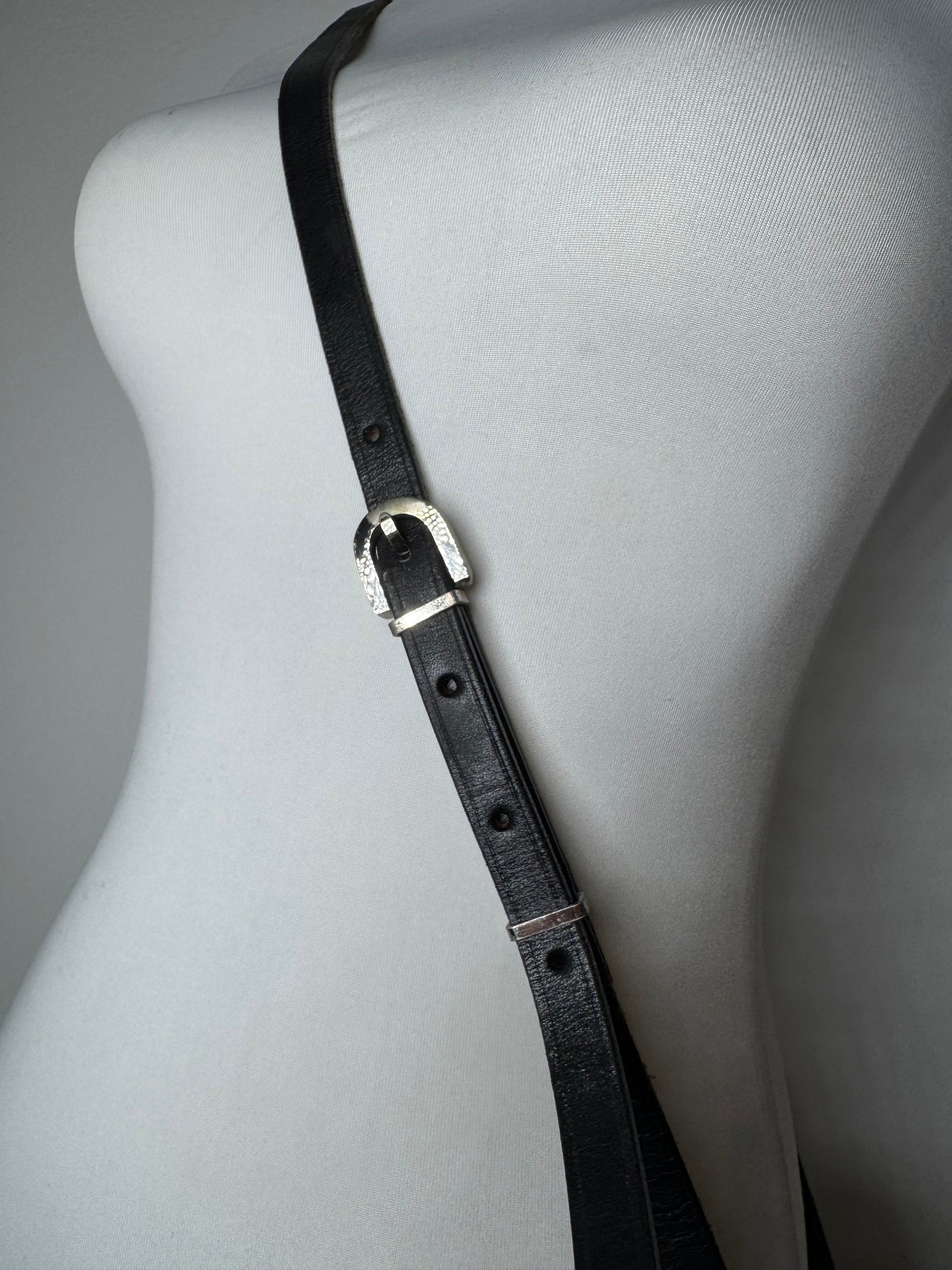 Vintage Courreges Crossbody Leather Bag Black
