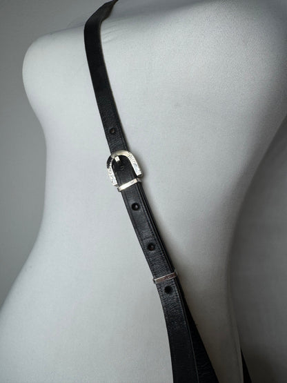 Vintage Courreges Crossbody Leather Bag Black
