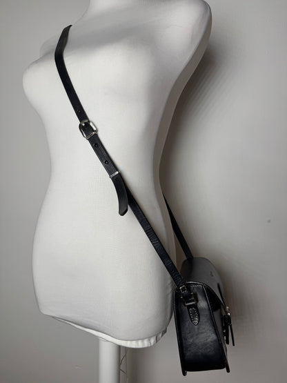 Vintage Courreges Crossbody Leather Bag Black