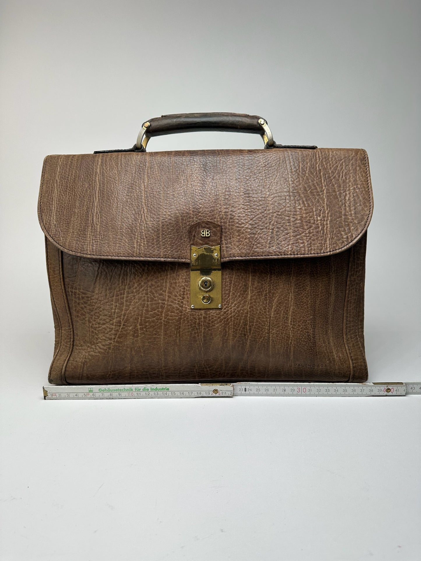 Porte-documents vintage en cuir Balenciaga marron