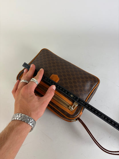 Vintage Celine Monogram Canvas Clutch Bag Brown Orange