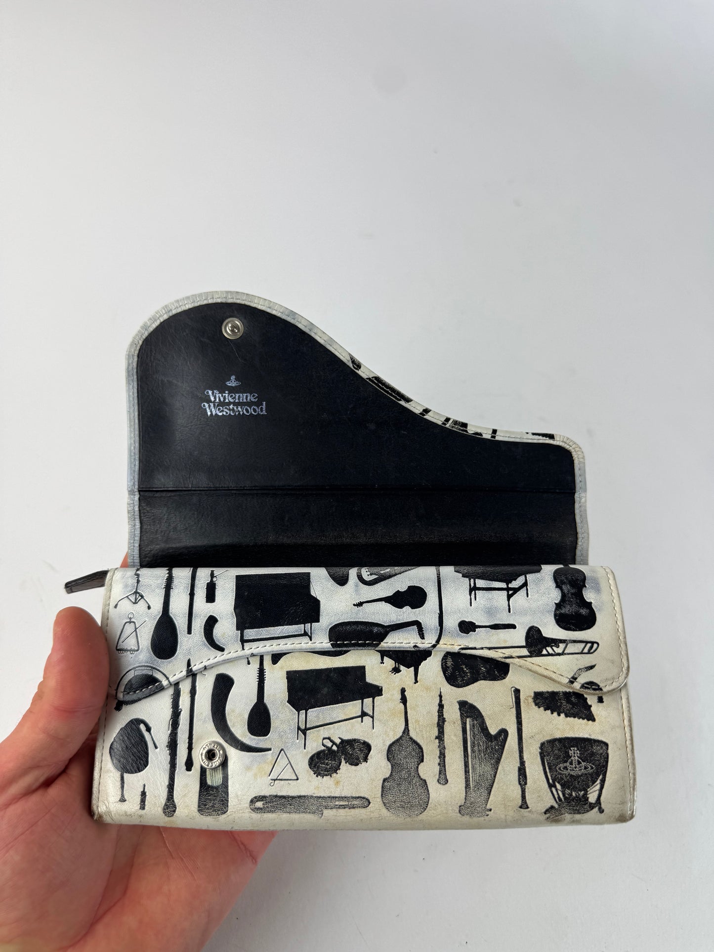 Vintage Vivienne Westwood Abstract Leather Wallet Black White