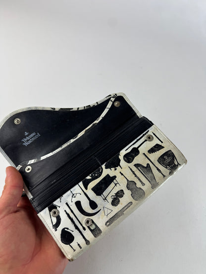 Vintage Vivienne Westwood Abstract Leather Wallet Black White