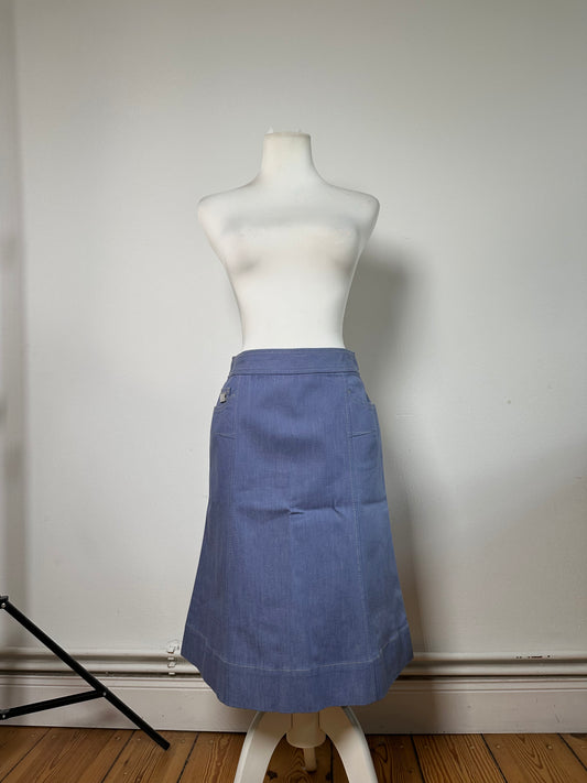 Vintage Celine Structured A-Line Skirt Light Blue S
