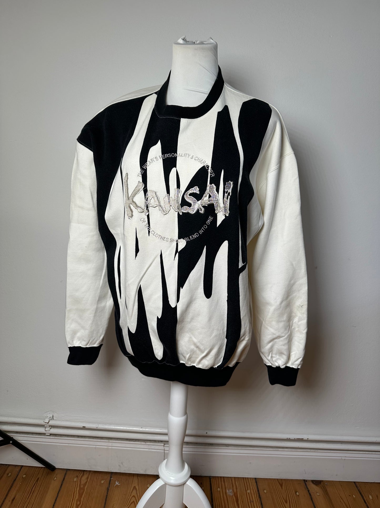 Vintage Kansai Yamamoto Crewneck Sweater Black White M