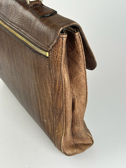 Porte-documents vintage en cuir Balenciaga marron