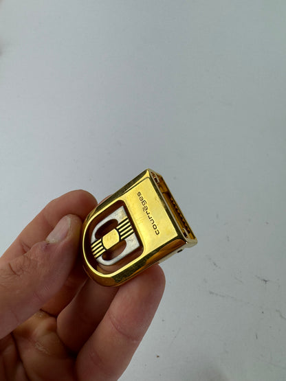 Vintage Courreges Leather belt black set new 80s