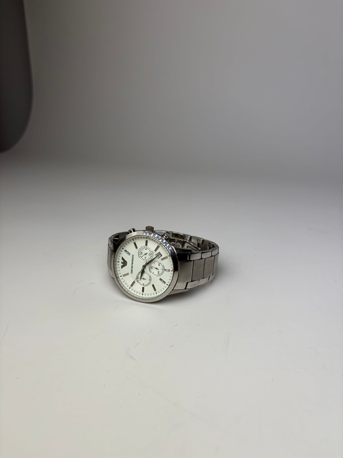 Vintage Emporio Armani Stainless Steel Bracelet Watch Silver White