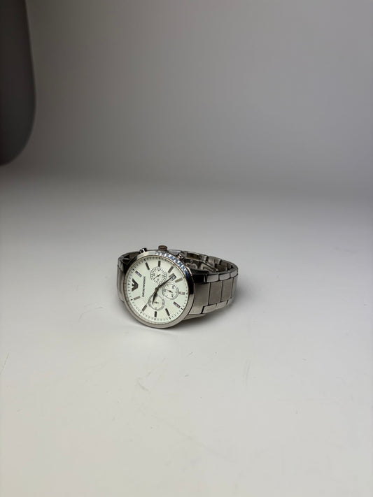 Vintage Emporio Armani Stainless Steel Bracelet Watch Silver White