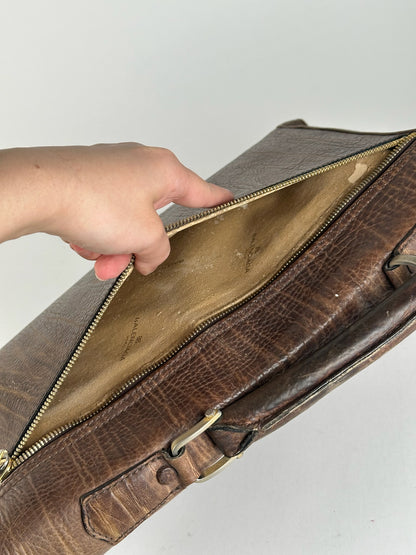 Porte-documents vintage en cuir Balenciaga marron