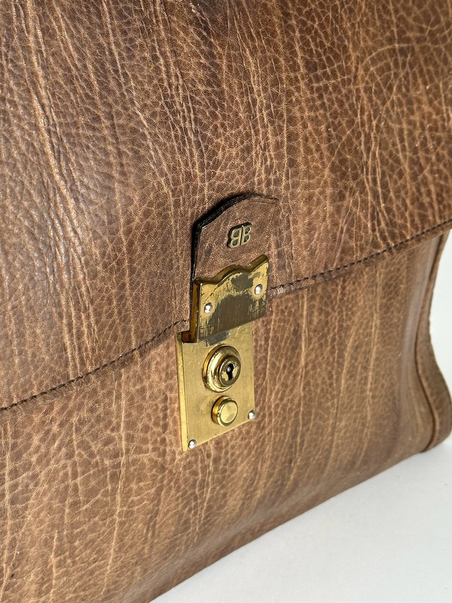 Porte-documents vintage en cuir Balenciaga marron