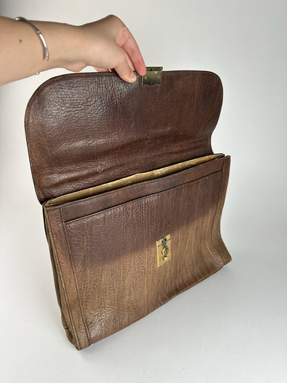 Porte-documents vintage en cuir Balenciaga marron