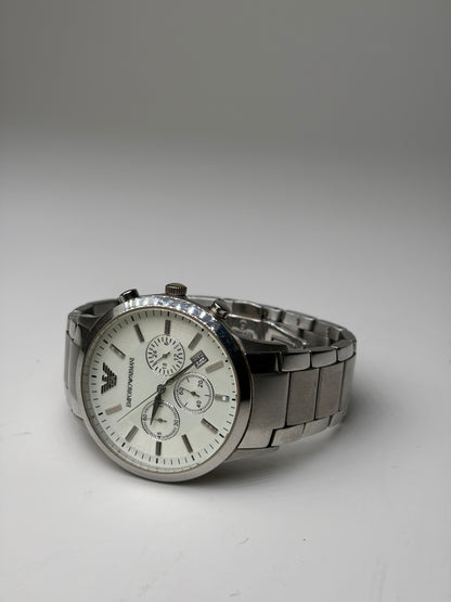 Vintage Emporio Armani Stainless Steel Bracelet Watch Silver White