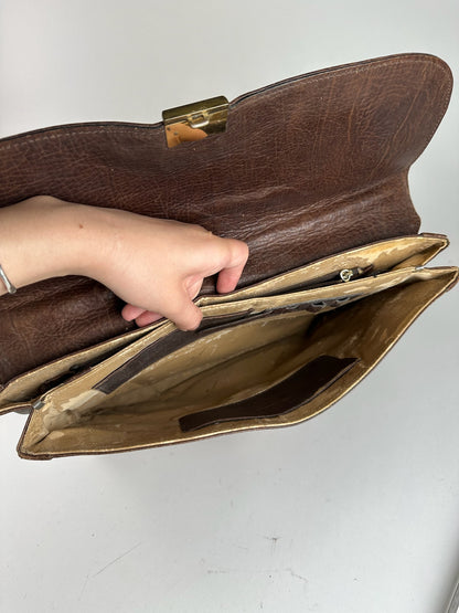 Porte-documents vintage en cuir Balenciaga marron