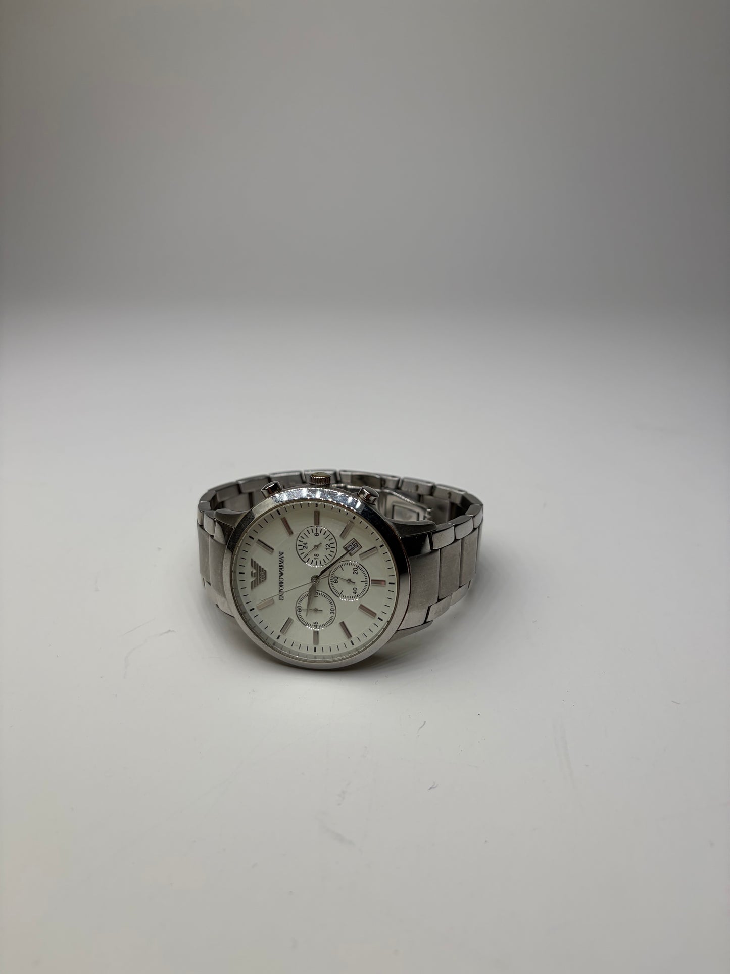 Vintage Emporio Armani Stainless Steel Bracelet Watch Silver White
