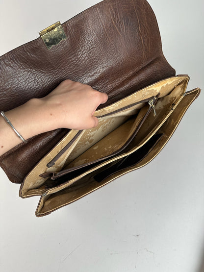 Porte-documents vintage en cuir Balenciaga marron