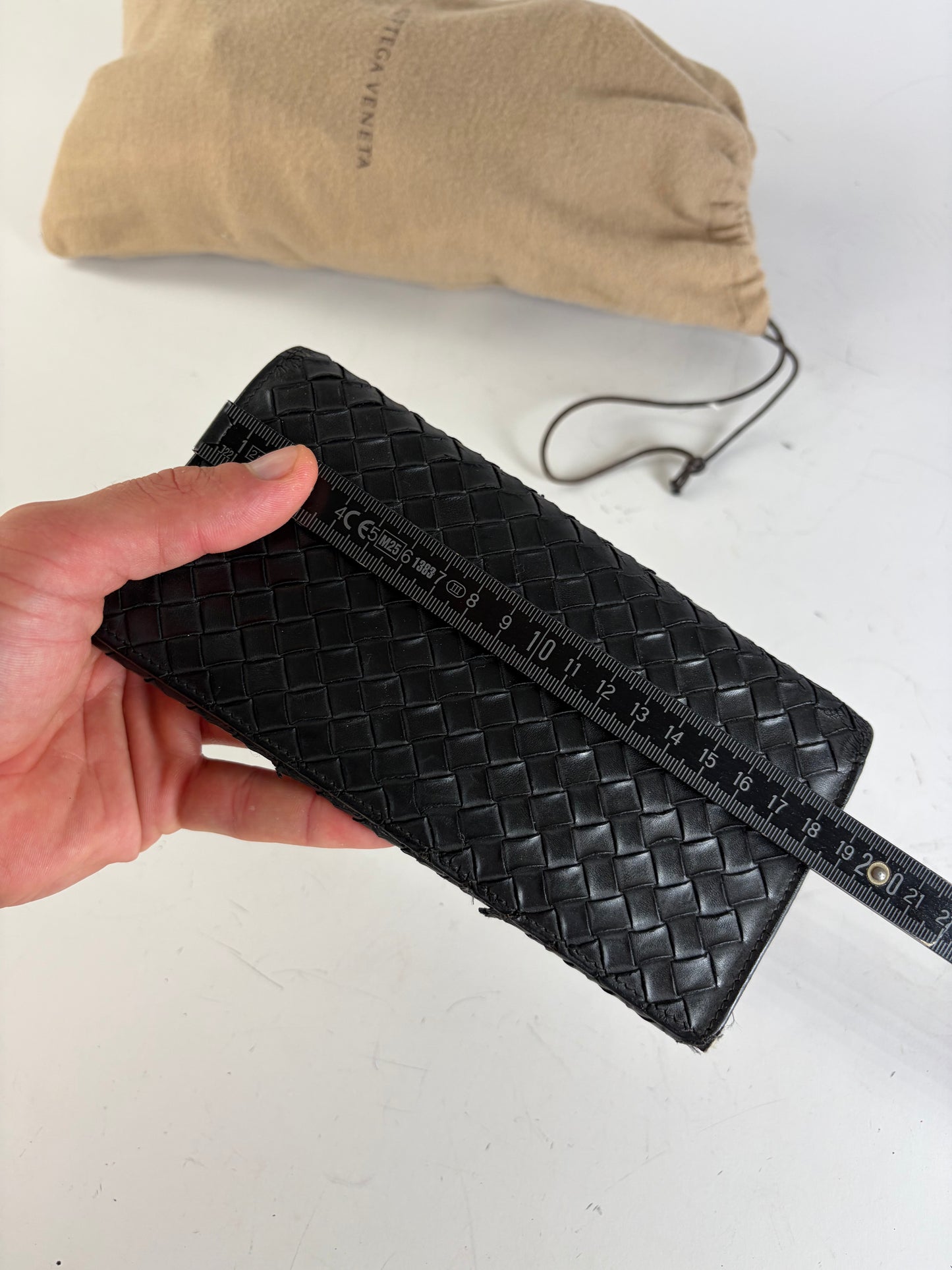 Vintage Bottega Veneta Intrecciato Leather Bifold Wallet Black