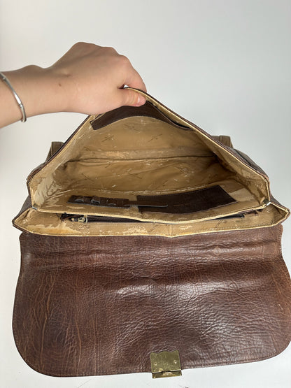 Porte-documents vintage en cuir Balenciaga marron