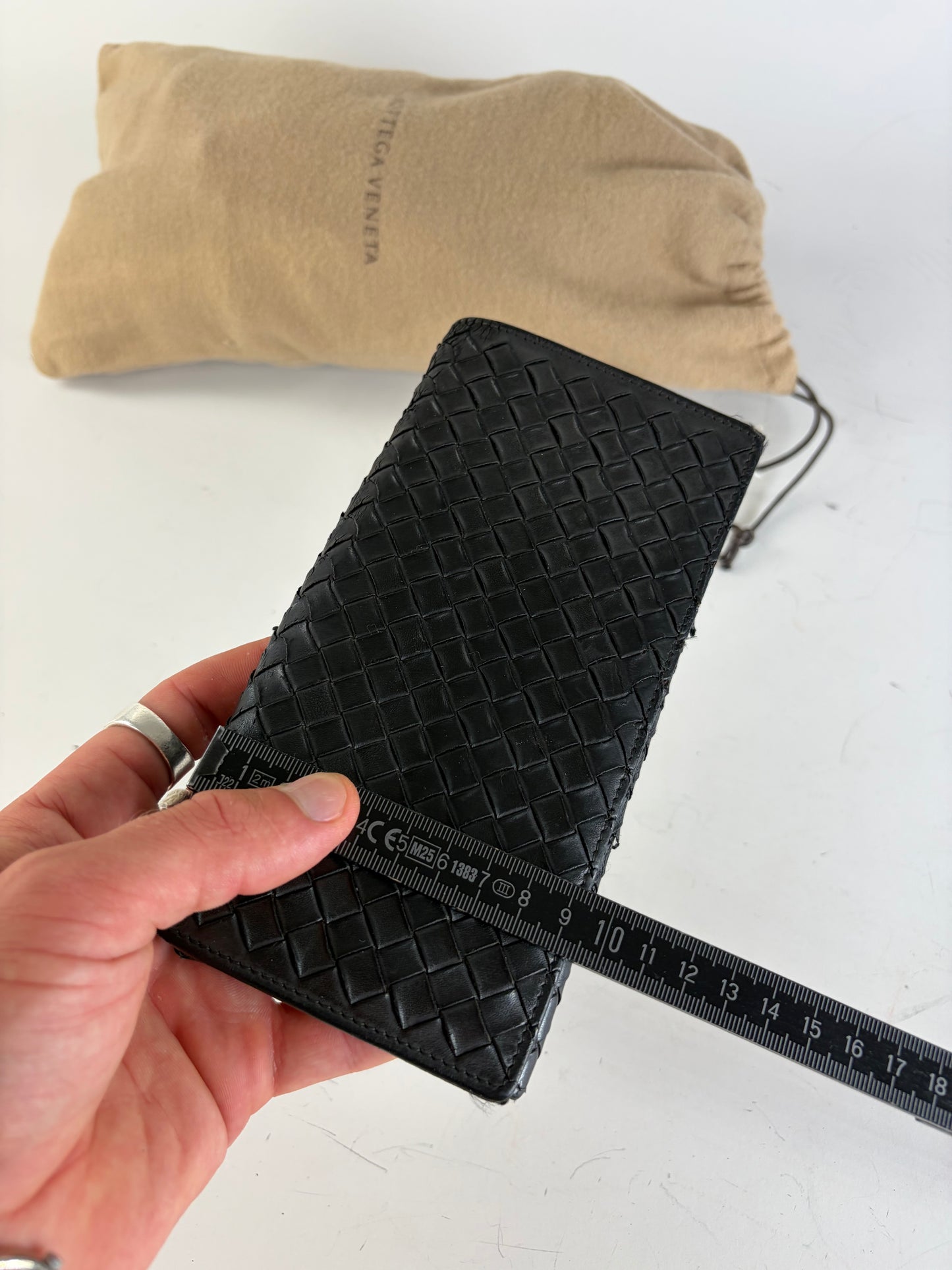 Vintage Bottega Veneta Intrecciato Leather Bifold Wallet Black
