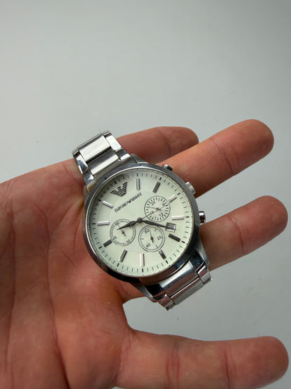Vintage Emporio Armani Stainless Steel Bracelet Watch Silver White