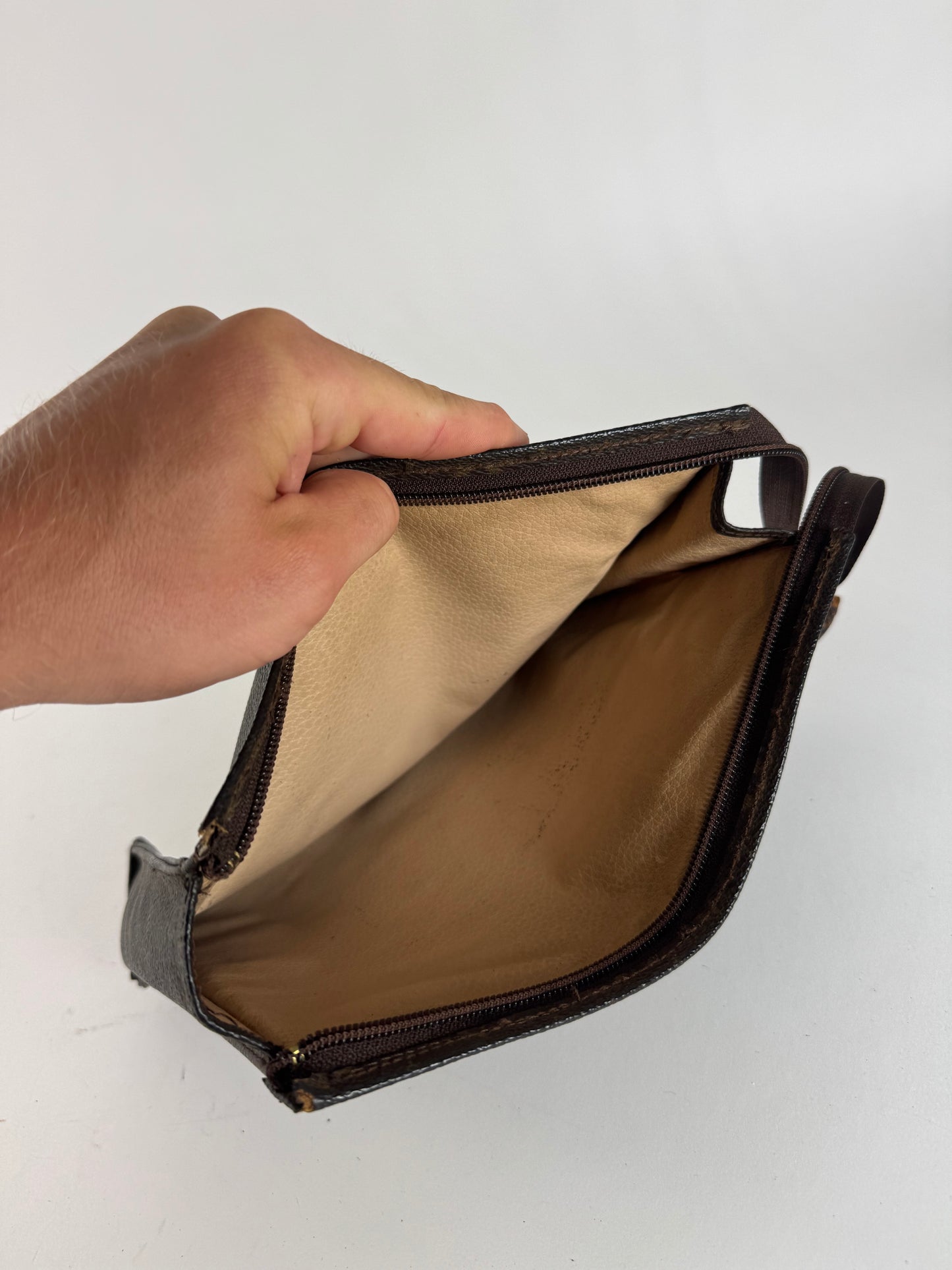 Vintage Louis Vuitton monogram leather clutch brown