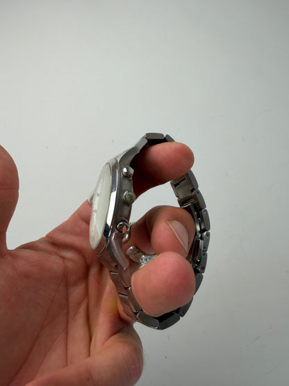Vintage Emporio Armani Stainless Steel Bracelet Watch Silver White