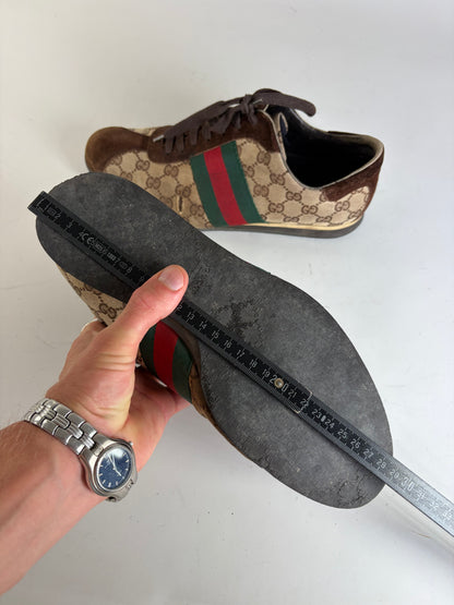 Vintage Gucci Men's GG Canvas Sneakers Beige Brown Green EU42