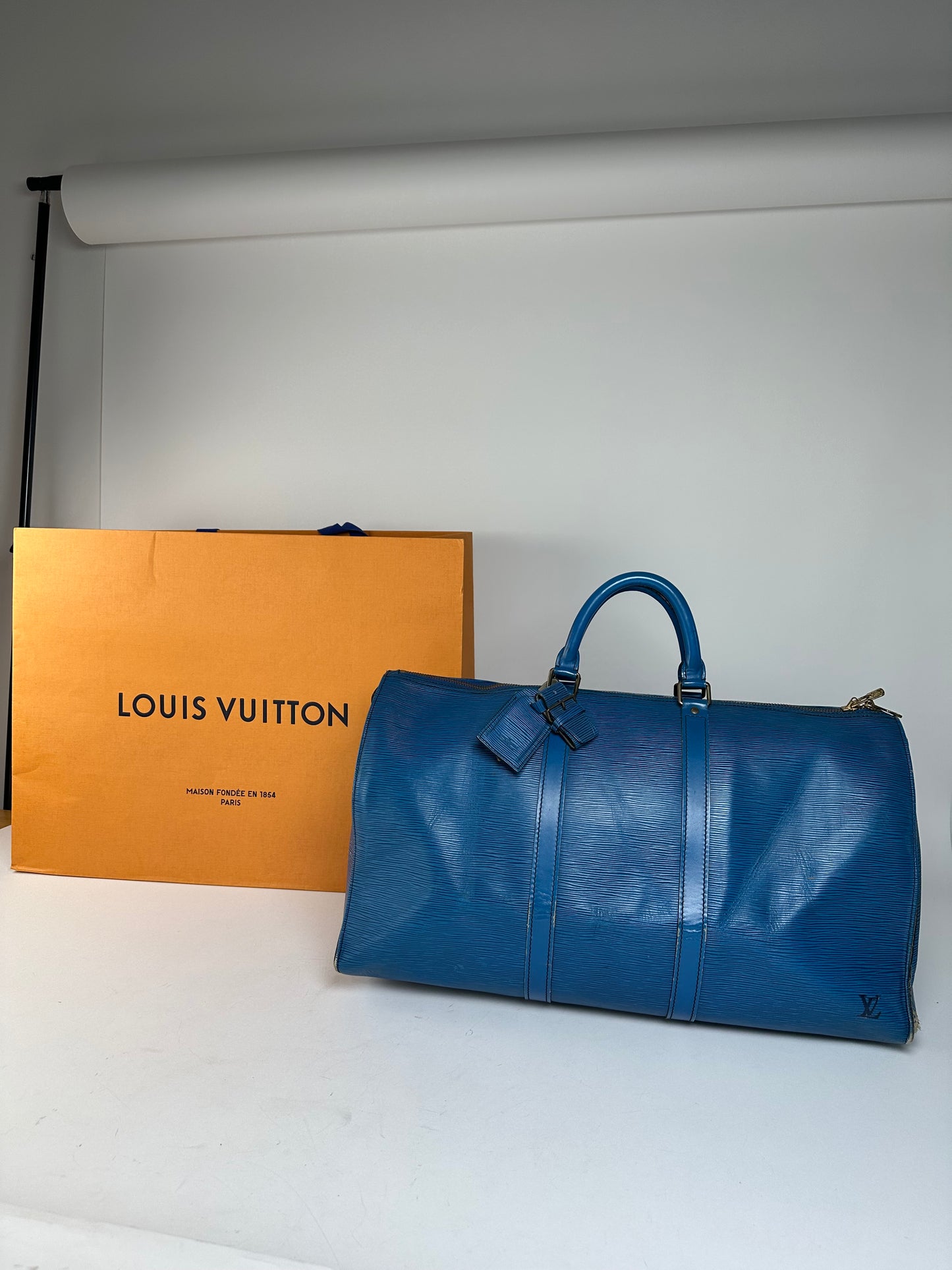 Vintage Louis Vuitton EPI Leather Keepball 45 Blue