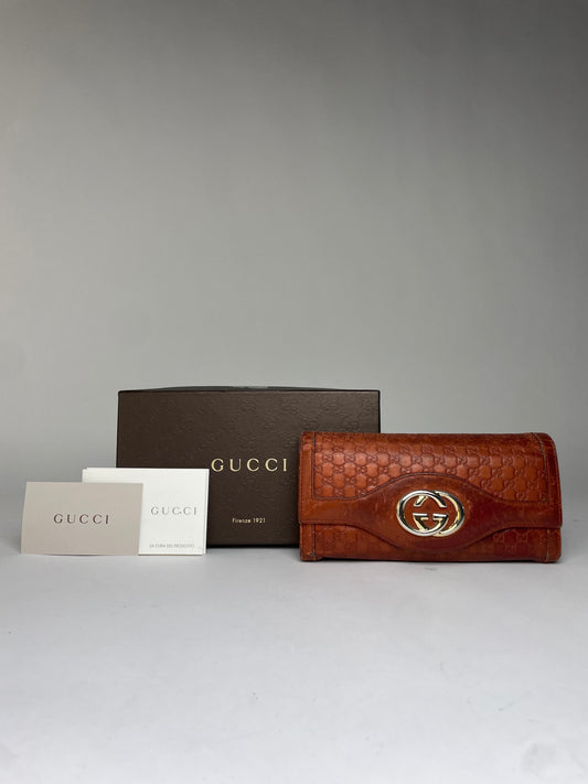 Vintage Gucci GG Marmont Embossed Leather Bifold Wallet Late 2010s Tan Orange