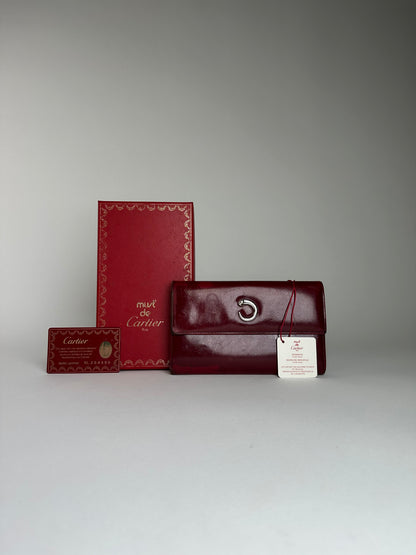 Vintage Cartier Patent Wallet Burgundy