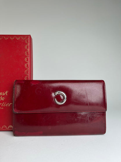 Vintage Cartier Patent Wallet Burgundy