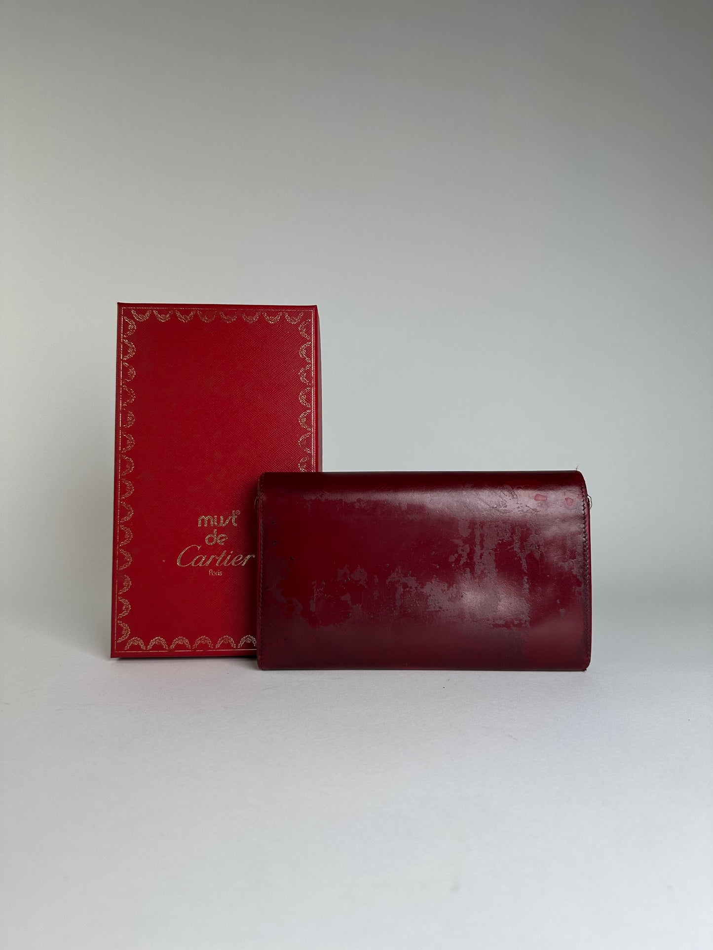 Vintage Cartier Patent Wallet Burgundy